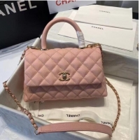 Buy Fashionable Chanel flap bag with top handle A92990 pink