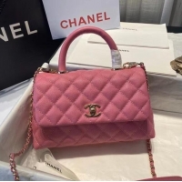 Unique Style Chanel flap bag with top handle A92990 rose