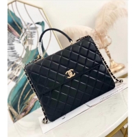 Shop Cheap Chanel coco flap bag with top handle A92237 black