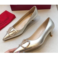 Best Design Valentino Crystal VLogo Metallic Leather Pumps 40mm Gold 092423