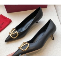 Cheap Price Valentino VLogo Calfskin Pumps 40mm Black/Gold 092429