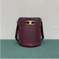 Most Popular Celine BUCKET BAG IN SHINY CALFSKIN 193043 Burgundy