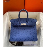 Super Quality Hermes Birkin Bag Original Leather Ostrich Skin HBK2530 Dark Blue