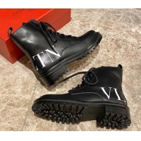 Unique Style Valentino Calfskin VLTN Short Boots Black/White 100972