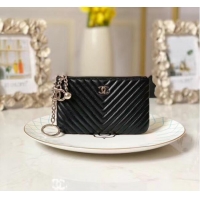 Luxury Discount Chanel zipped wallet Goatskin AP31504-3 Black