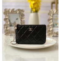 Good Quality Chanel zipped wallet Goatskin AP31504-5 Black