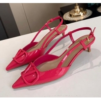 Good Product Valentino VLogo One-Tone Patent Leather Slingback Sandals 40mm 111028 Pink