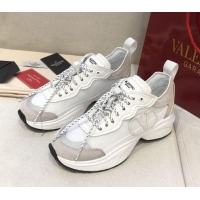 Unique Style Valentino VLogo Sneakers in Suede and Calfskin Patchwork 111646 White/Grey