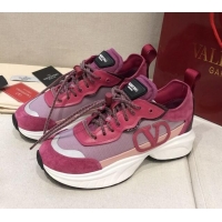 Purchase Valentino VLogo Sneakers in Suede and Calfskin Patchwork 111646 Burgundy