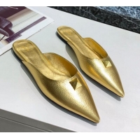 Low Price Valentino Roman Stud Calfskin Flat Mules 010679 Gold