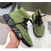 Best Price Balenciaga Lace-Up Knit Sock Speed Trainer Sneaker 033001 Green