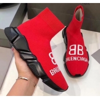 Best Luxury Balenciaga BB Knit Sock Speed Trainer Sneaker 033004 Red