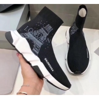 Top Quality Balenciaga London Knit Sock Speed Trainer Sneaker 033007 Black