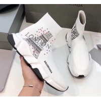 Super Quality Balenciaga London Knit Sock Speed Trainer Sneaker 033007 White