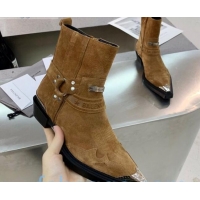 Best Product Balenciaga Suede Studded Short Boots 080620 Camel Brown