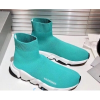 Pretty Style Balenciaga Speed Knit Sock Side Logo Boot Sneaker Blue 082717