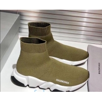 Top Quality Balenciaga Speed Knit Sock Side Logo Boot Sneaker 082717 Green