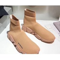 Best Quality Balenciaga Speed Knit Sock Side Logo Boot Sneaker 082717 Beige