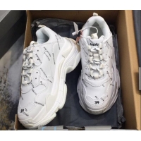 Luxury Balenciaga Allover Logo Triple S Sneakers White 082901