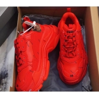 Best Quality Balenciaga Allover Logo Triple S Sneakers 082901 Red