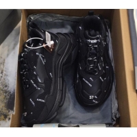 Top Quality Balenciaga Allover Logo Triple S Sneakers 082901 Black/White