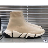 Custom Balenciaga Speed 2.0 Knit Sock Boot Sneakers 082910 Light Beige