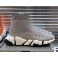 New Style Balenciaga Speed 2.0 Knit Sock Boot Sneakers 082910 Grey