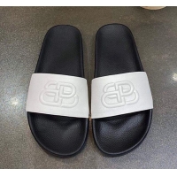 Good Quality Balenciaga BB Slide Sandals 120372 White/Black