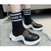 Best Design Louis Vuitton Archlight Knit Sock Short Sneakers Boots with Studded Monogram Canvas Strap 102143