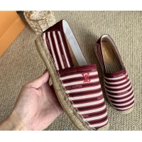 Good Product Louis Vuitton Bidart Striped Flat Espadrilles 1A5ZPG Burgundy