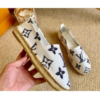 Good Quality Louis Vuitton Starboard Animal Print Monogram Flat Espadrilles 102307 White/Black