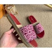 Best Price Louis Vuitton Since 1854 Flat Espadrilles Slide Sandal 102309 Burgundy