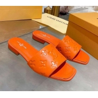 Good Product Louis Vuitton One-Stone Monogram Calfskin Flat Slide Sandals 111001 Orange