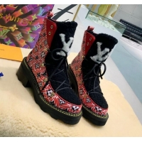 Cool Louis Vuitton LV Beaubourg Short Boots in Crafty Canvas and Shearling Wool 1A8CUQ Red