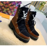 Good Product Louis Vuitton LV Beaubourg Short Boots in Leather and Shearling Wool 1A8CUQ Brown