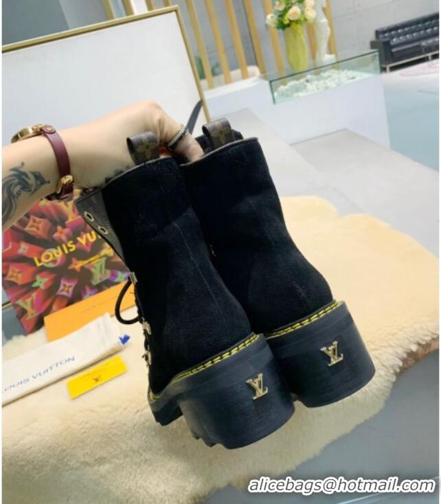 Well Crafted Louis Vuitton LV Beaubourg Short Boots in Suede and Shearling Wool 1A8CUQ Black