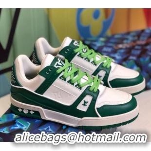 Best Luxury Louis Vuitton LV Trainer Sneakers 1A812O White/Green