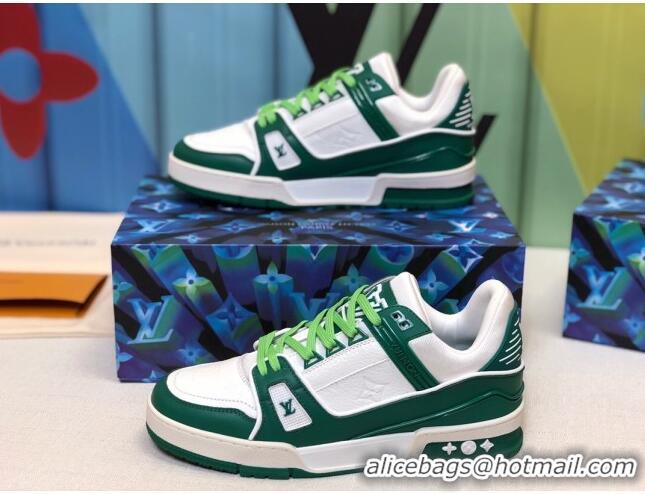 Best Luxury Louis Vuitton LV Trainer Sneakers 1A812O White/Green