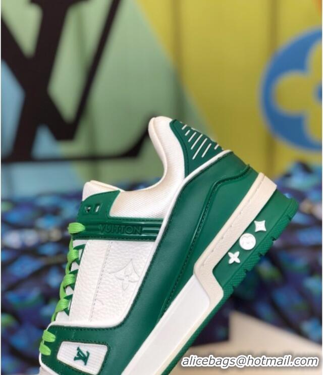 Best Luxury Louis Vuitton LV Trainer Sneakers 1A812O White/Green