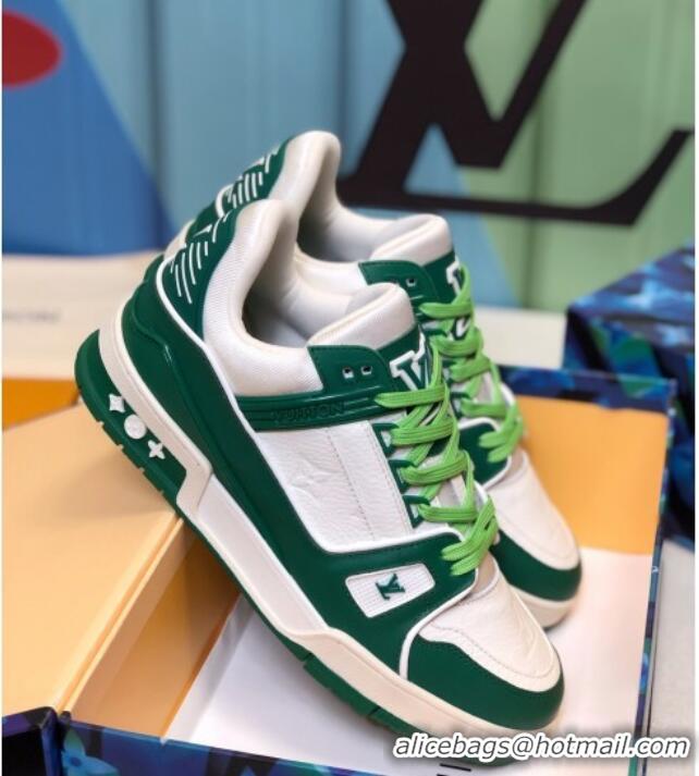 Best Luxury Louis Vuitton LV Trainer Sneakers 1A812O White/Green