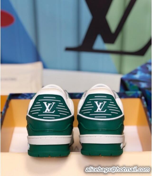 Best Luxury Louis Vuitton LV Trainer Sneakers 1A812O White/Green