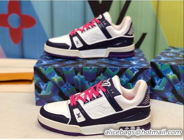 Best Design Louis Vuitton LV Trainer Sneakers 1A812O White/Purple/Black/Pink