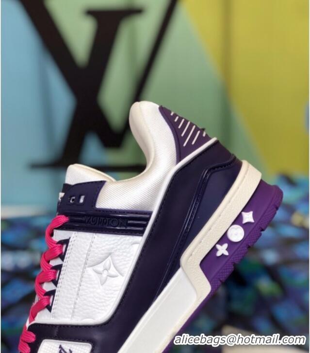 Best Design Louis Vuitton LV Trainer Sneakers 1A812O White/Purple/Black/Pink