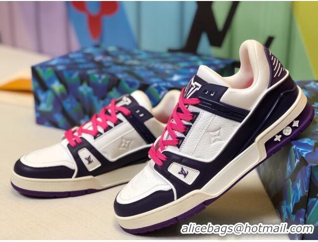 Best Design Louis Vuitton LV Trainer Sneakers 1A812O White/Purple/Black/Pink