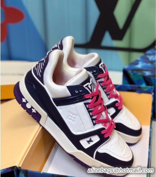 Best Design Louis Vuitton LV Trainer Sneakers 1A812O White/Purple/Black/Pink