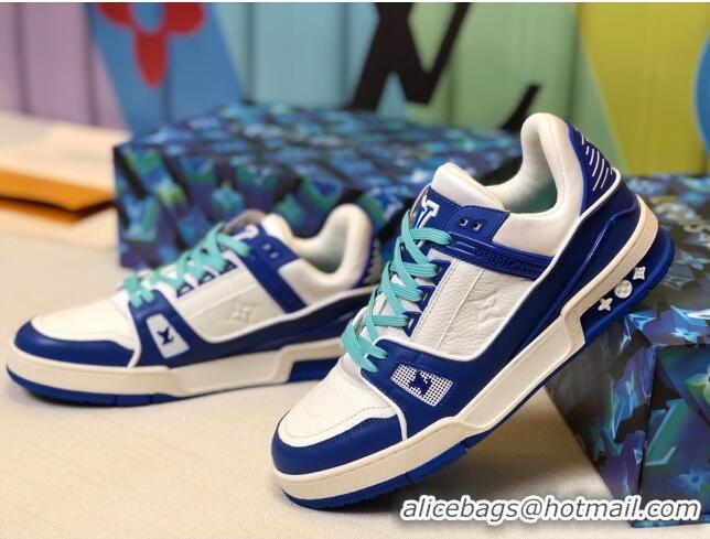 Low Price Louis Vuitton LV Trainer Sneakers 1A812O White/Blue/Green