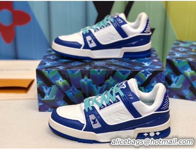 Low Price Louis Vuitton LV Trainer Sneakers 1A812O White/Blue/Green