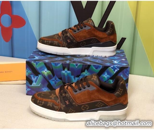 New Arrivals Louis Vuitton Men's LV Trainer Sneakers 1A812O Monogram Canvas/Brown