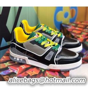 New Style Louis Vuitton Men's LV Trainer Sneakers 1A812O Grey/Black/Yellow