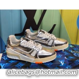 Good Looking Louis Vuitton LV Trainer Sneakers Silver 1A812O